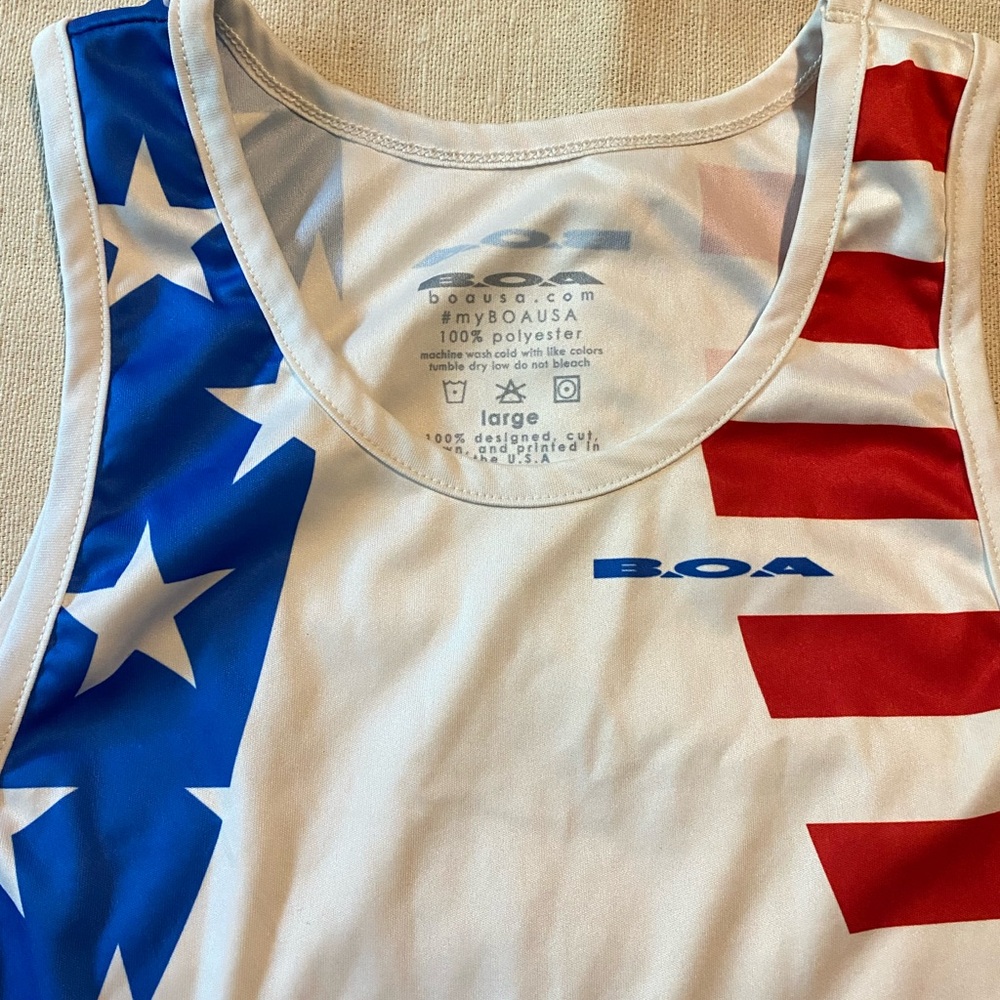 BOA Men's Patriotic Tank Top Singlet- Red, White, and Blue